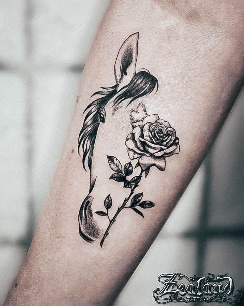 Decorative Horse Tattoo On Female