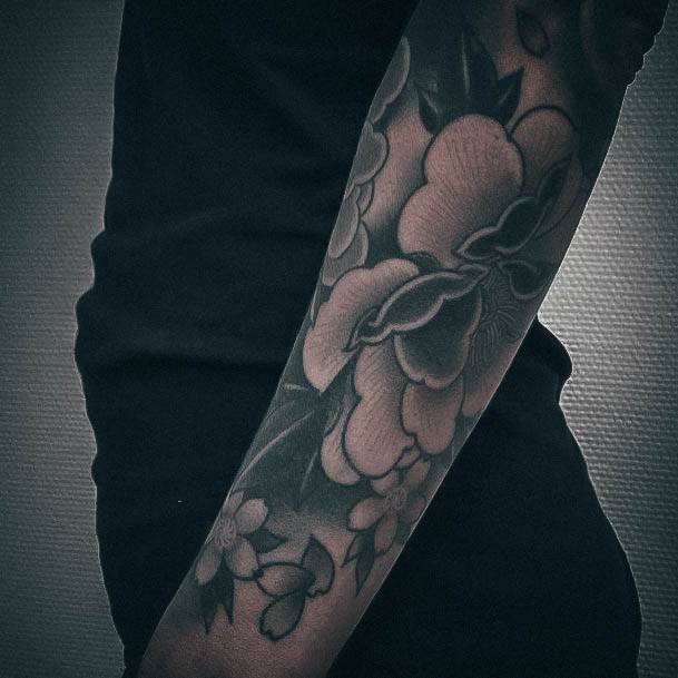 Decorative Japanese Tattoo On Female Forearm Sleeve