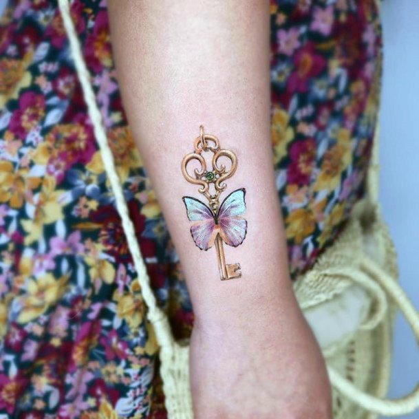 Decorative Key Tattoo On Female