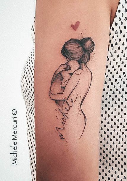 Decorative Kids Name Tattoo On Female Mother