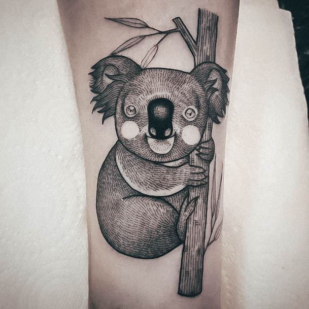 Decorative Koala Tattoo On Female