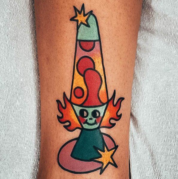 Decorative Lava Lamp Tattoo On Female