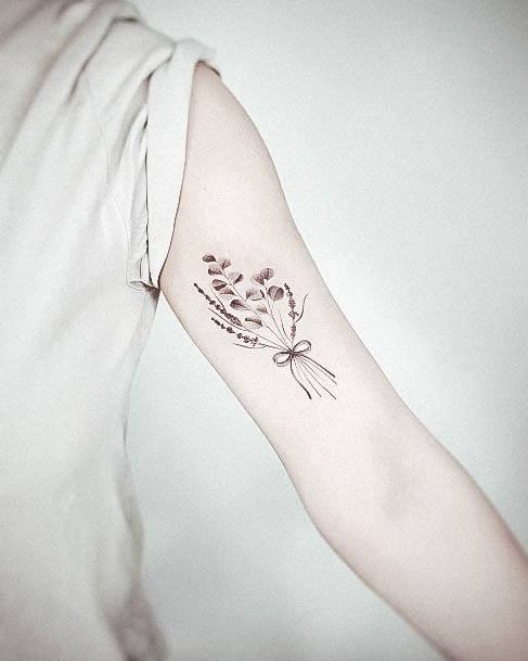 Decorative Lavender Tattoo On Female