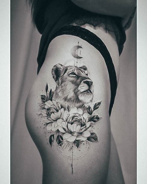 Decorative Leo Tattoo On Female