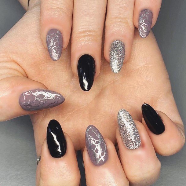 Decorative Looks For Womens Black And Grey Nail