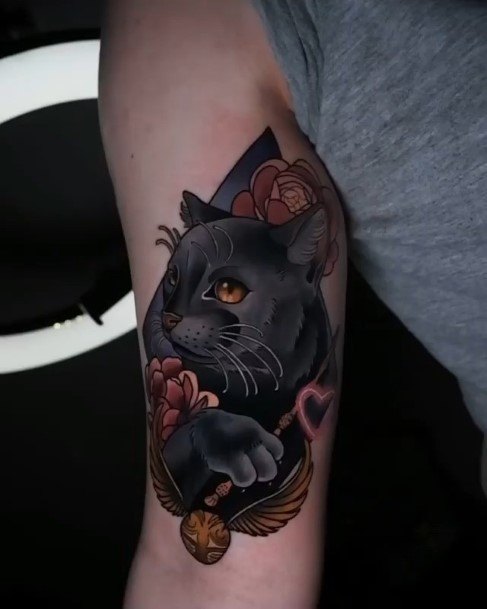 Decorative Looks For Womens Black Cat Tattoo