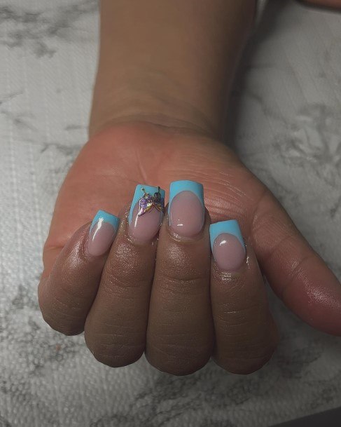 Decorative Looks For Womens Blue French Tip Nail