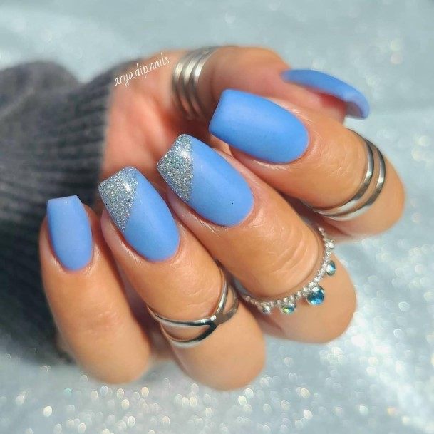 Decorative Looks For Womens Blue Short Nail