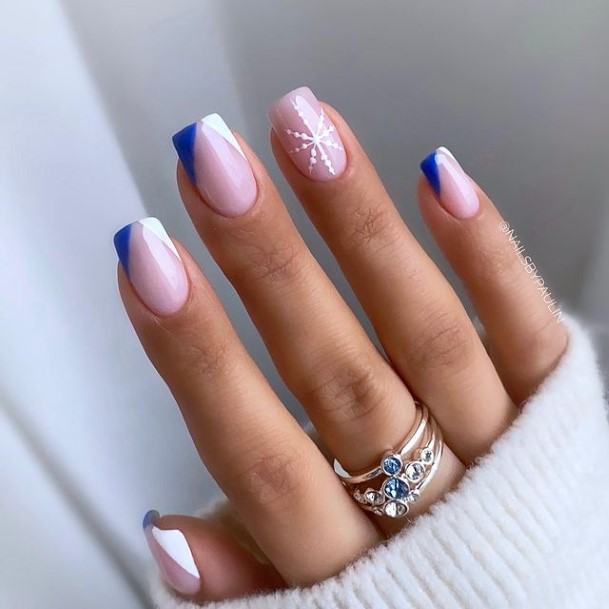 Decorative Looks For Womens Blue Winter Nail