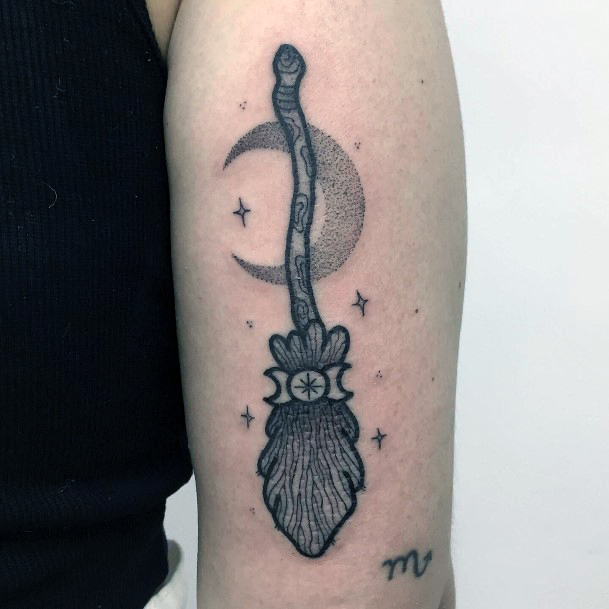 Decorative Looks For Womens Broomstick Tattoo