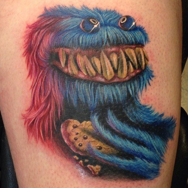 Decorative Looks For Womens Cookie Monster Tattoo