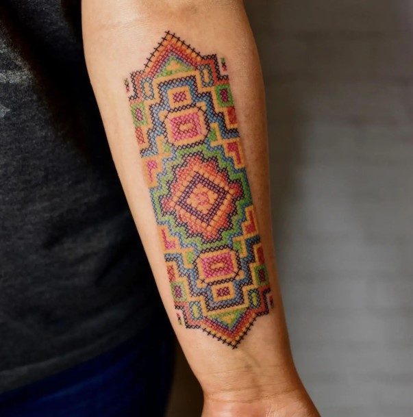 Decorative Looks For Womens Cross Stitch Tattoo