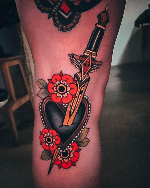 Decorative Looks For Womens Dagger Tattoo