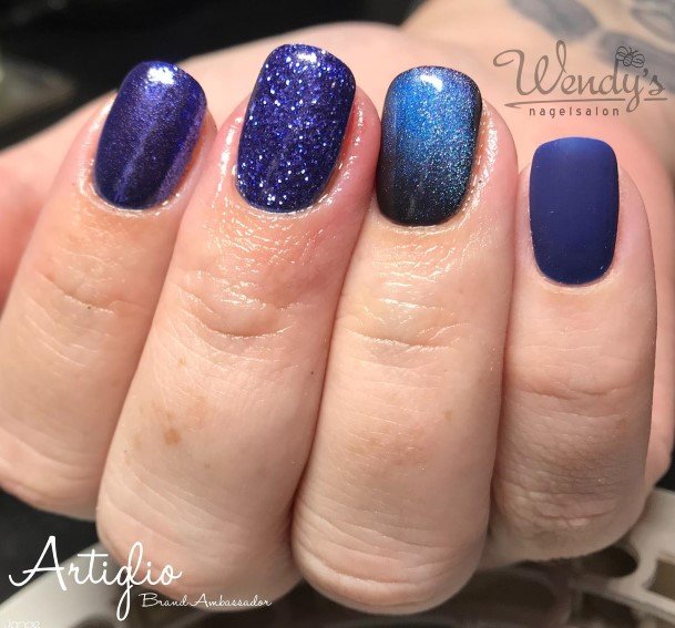 Decorative Looks For Womens Dark Blue Matte Nail