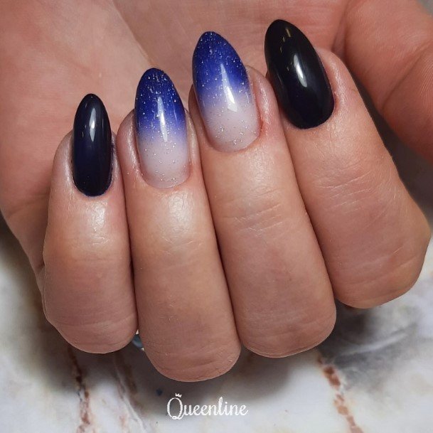 Decorative Looks For Womens Dark Blue Ombre Nail