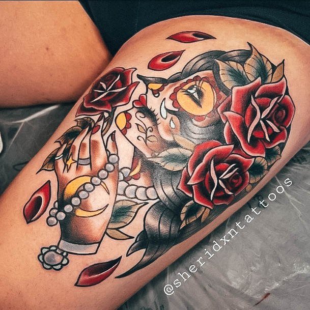 Decorative Looks For Womens Day Of The Dead Tattoo