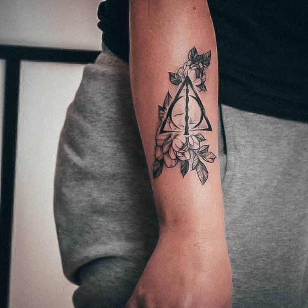 Decorative Looks For Womens Deathly Hallows Tattoo