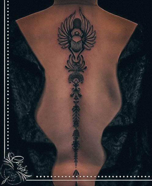 Decorative Looks For Womens Egyptian Tattoo Spine