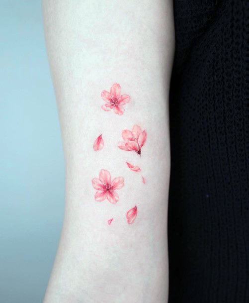 Decorative Looks For Womens Flower Petal Tattoo