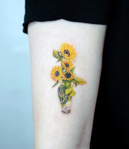 Decorative Looks For Womens Flower Vase Tattoo