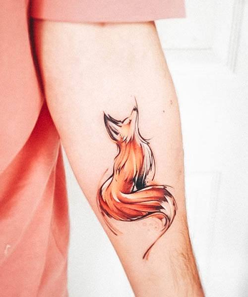 Decorative Looks For Womens Fox Tattoo Watercolor Brush Stroke