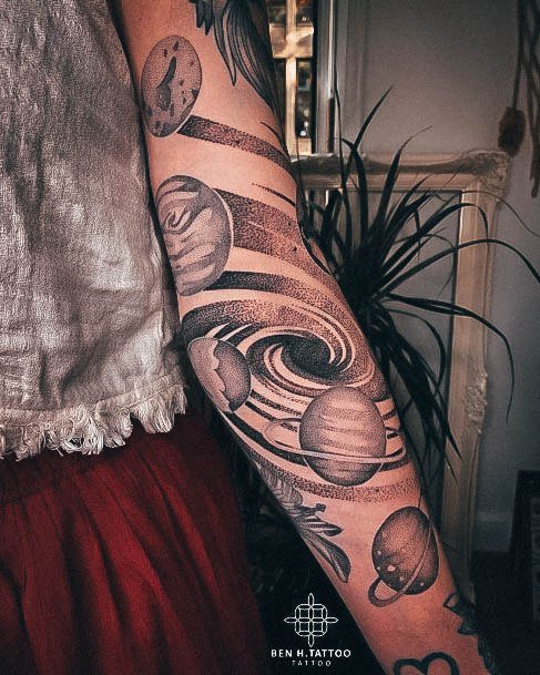 Decorative Looks For Womens Galaxy Tattoo Sleeve Spiral