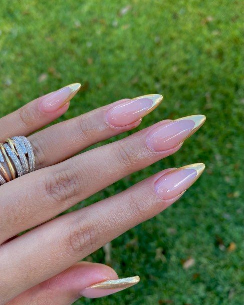 Decorative Looks For Womens Gold French Tip Nail