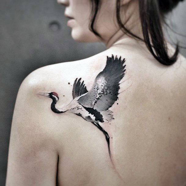 Decorative Looks For Womens Good Tattoo Flying Crane