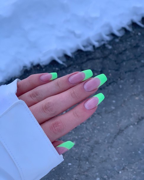 Decorative Looks For Womens Green French Tip Nail