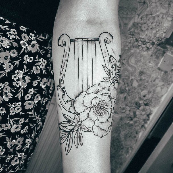 Decorative Looks For Womens Harp Tattoo