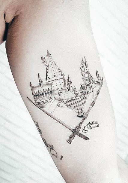 Decorative Looks For Womens Harry Potter Tattoo Wands Castle