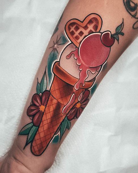 Decorative Looks For Womens Ice Cream Tattoo