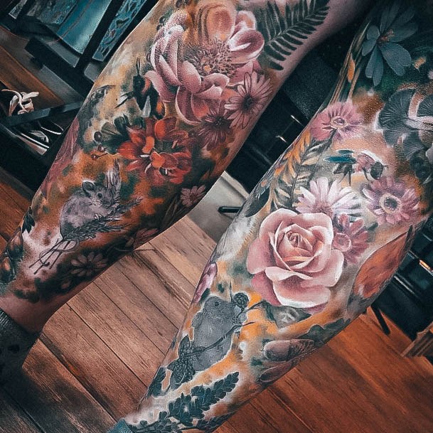 Decorative Looks For Womens Leg Sleeve Tattoo