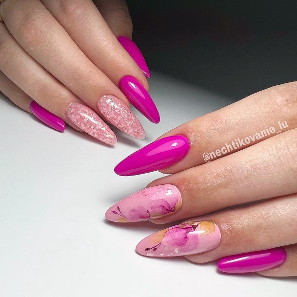 Decorative Looks For Womens Magenta Nail