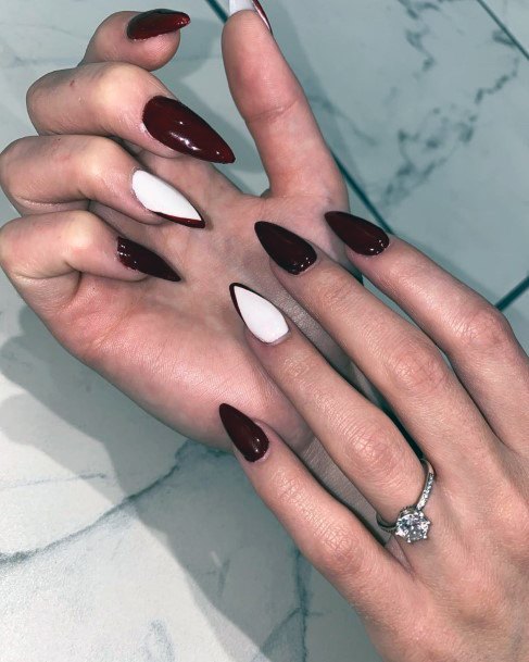 Decorative Looks For Womens Maroon Nail