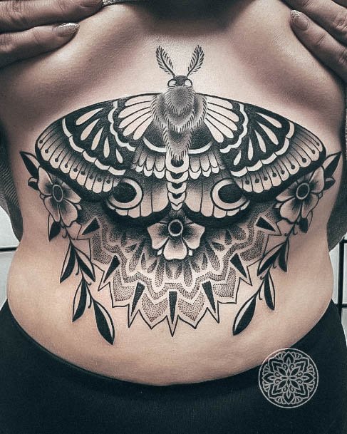 Decorative Looks For Womens Moth Tattoo