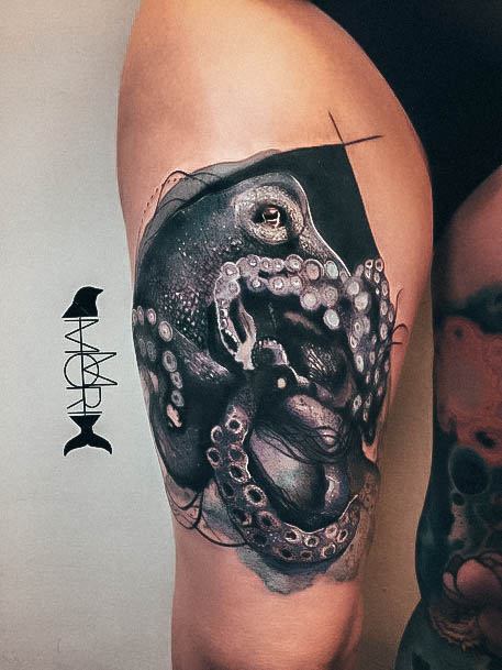 Decorative Looks For Womens Octopus Tattoo Thigh 3d