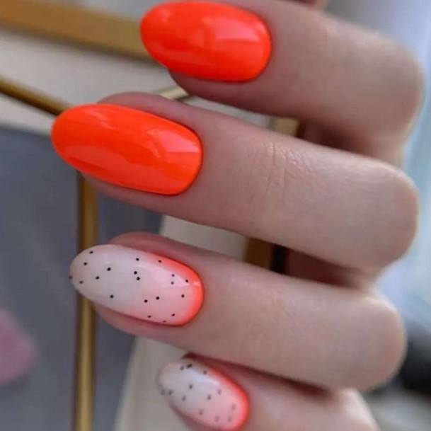 Decorative Looks For Womens Orange And White Nail