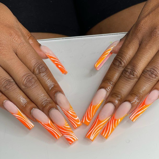 Decorative Looks For Womens Orange French Tip Nail