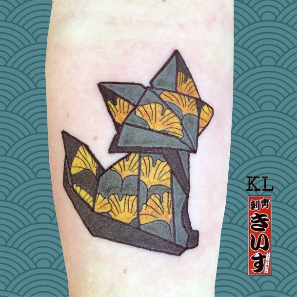 Decorative Looks For Womens Origami Tattoo Fox