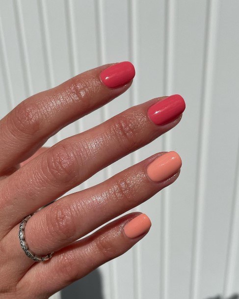 Decorative Looks For Womens Peach And Pink Nail