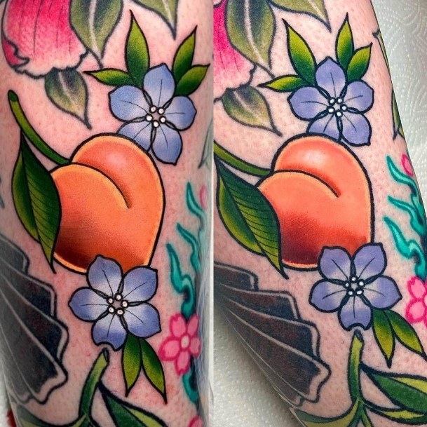 Decorative Looks For Womens Peach Tattoo