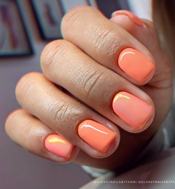 Decorative Looks For Womens Peach With Glitter Nail