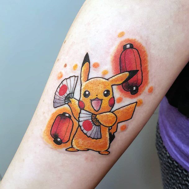 Decorative Looks For Womens Pikachu Tattoo