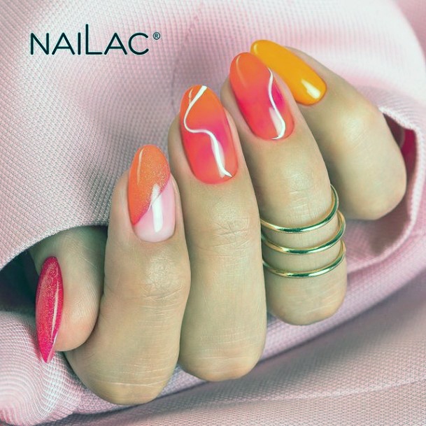 Decorative Looks For Womens Pink And Orange Nail