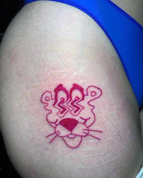 Decorative Looks For Womens Pink Panther Tattoo