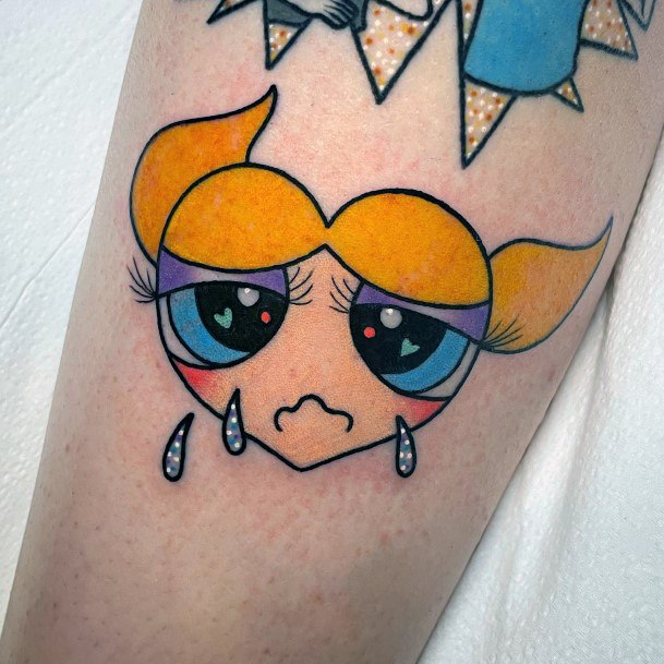 Decorative Looks For Womens Powerpuff Girls Bubbles Tattoo