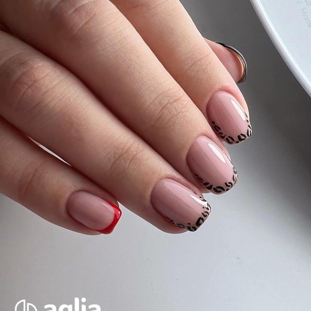 Decorative Looks For Womens Red And Nude Nail