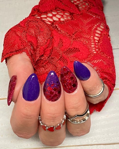 Decorative Looks For Womens Red And Purple Nail
