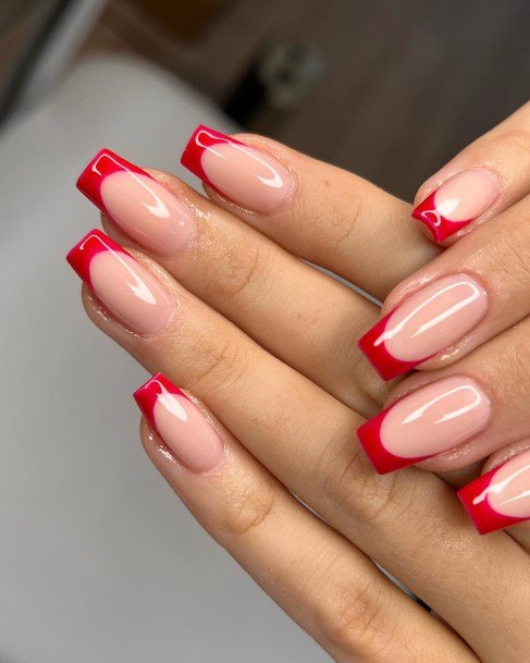 Decorative Looks For Womens Red French Tip Nail